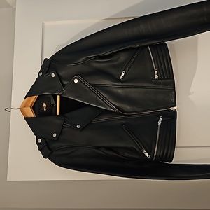 Maje dark green lamb leather jacket